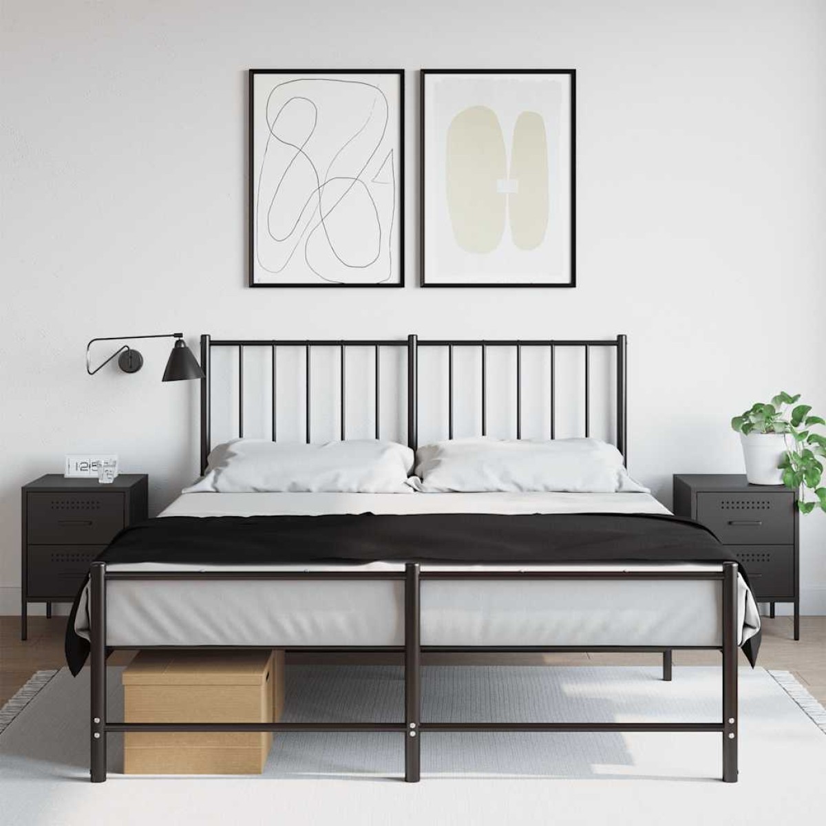 vidaXL Κομοδίνα 2 τεμ. Μαύρα 36x39x50,5 εκ. Χάλυβα