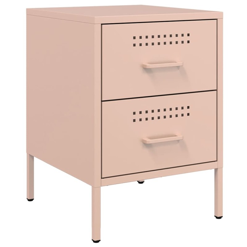 vidaXL Κομοδίνο Ροζ 36x39x50,5 εκ. από Χάλυβα