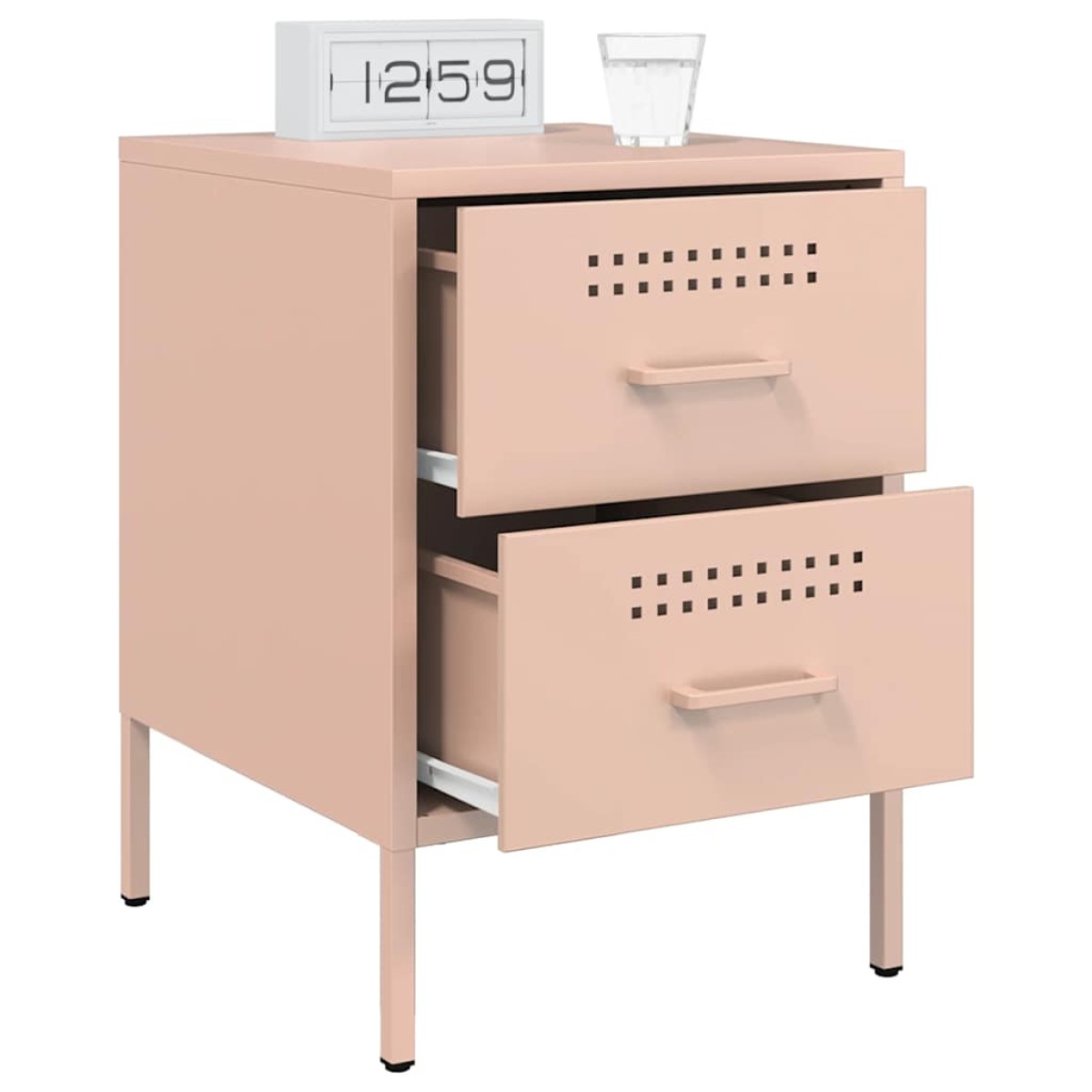 vidaXL Κομοδίνο Ροζ 36x39x50,5 εκ. από Χάλυβα