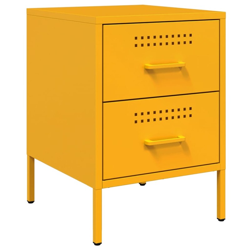 vidaXL Κομοδίνο Μουσταρδί 36x39x50,5 εκ. από Χάλυβα