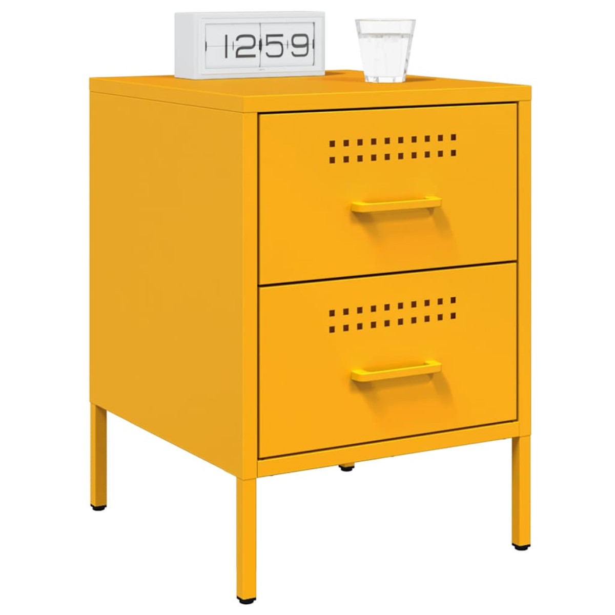 vidaXL Κομοδίνο Μουσταρδί 36x39x50,5 εκ. από Χάλυβα