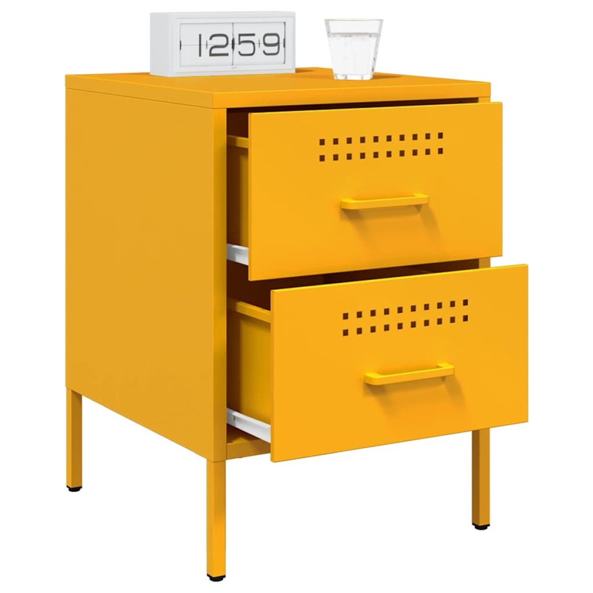 vidaXL Κομοδίνο Μουσταρδί 36x39x50,5 εκ. από Χάλυβα