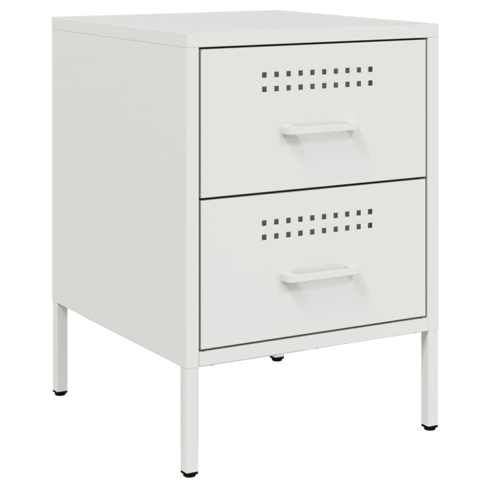 vidaXL Κομοδίνο Λευκό 36x39x50,5 εκ. από Χάλυβα
