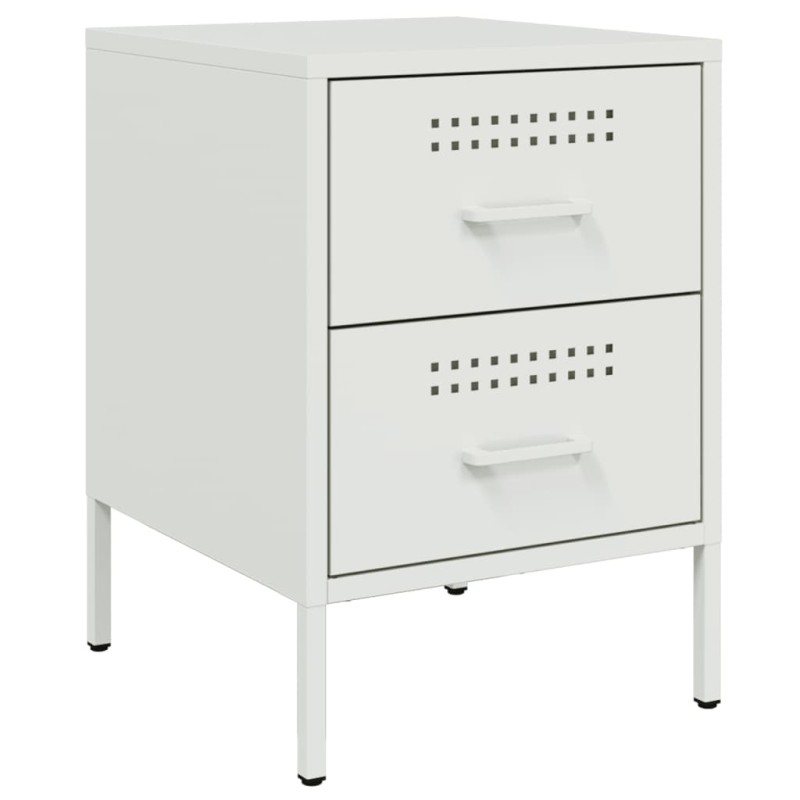 vidaXL Κομοδίνο Λευκό 36x39x50,5 εκ. από Χάλυβα