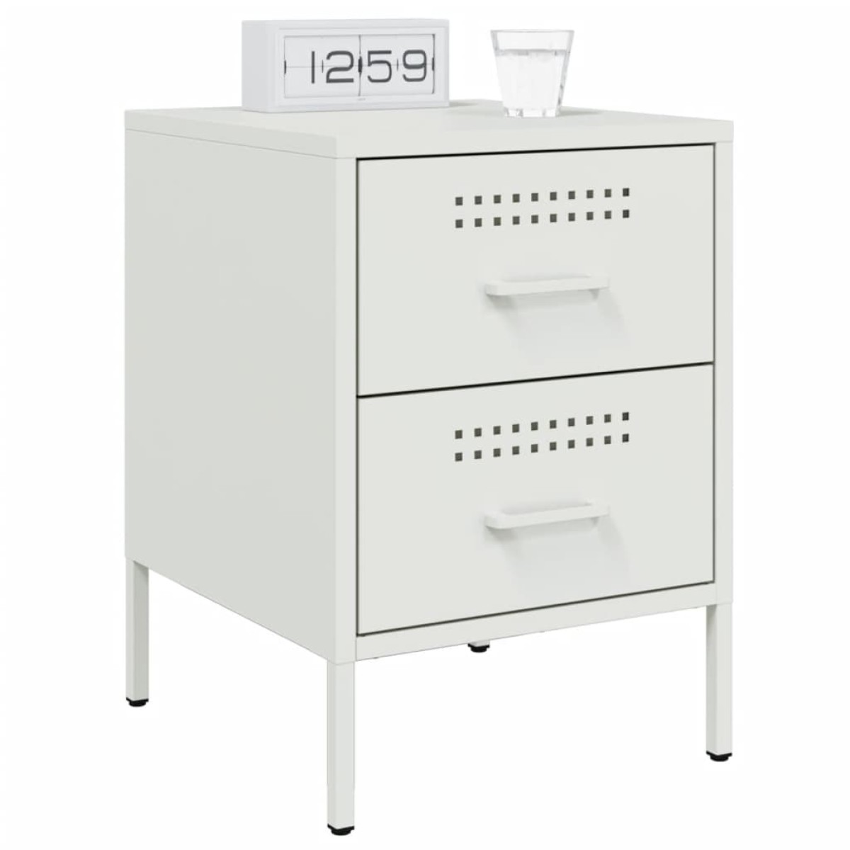 vidaXL Κομοδίνο Λευκό 36x39x50,5 εκ. από Χάλυβα