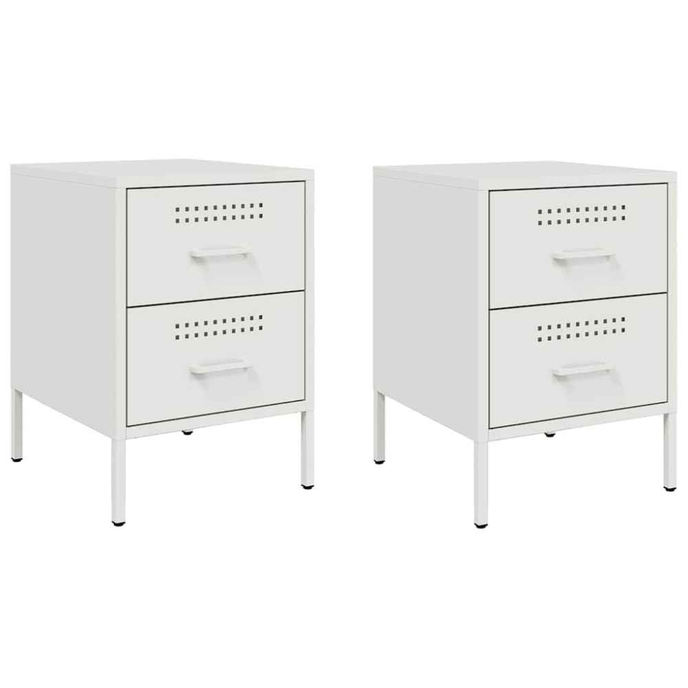 vidaXL Κομοδίνα 2 τεμ. Λευκές 36x39x50,5 εκ. Χάλυβα