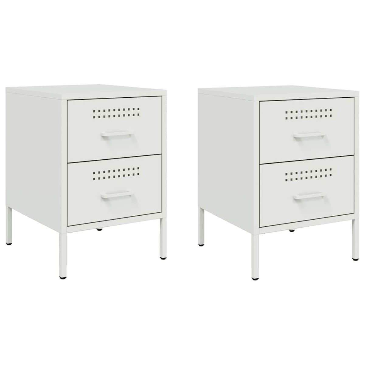 vidaXL Κομοδίνα 2 τεμ. Λευκές 36x39x50,5 εκ. Χάλυβα