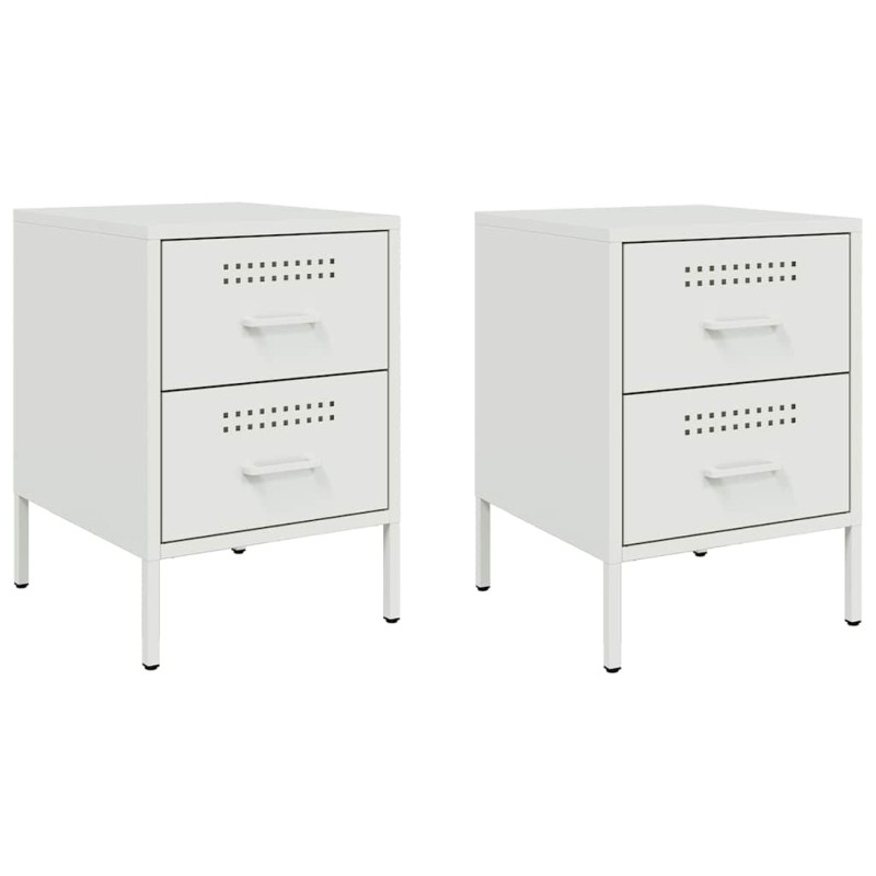 vidaXL Κομοδίνα 2 τεμ. Λευκές 36x39x50,5 εκ. Χάλυβα