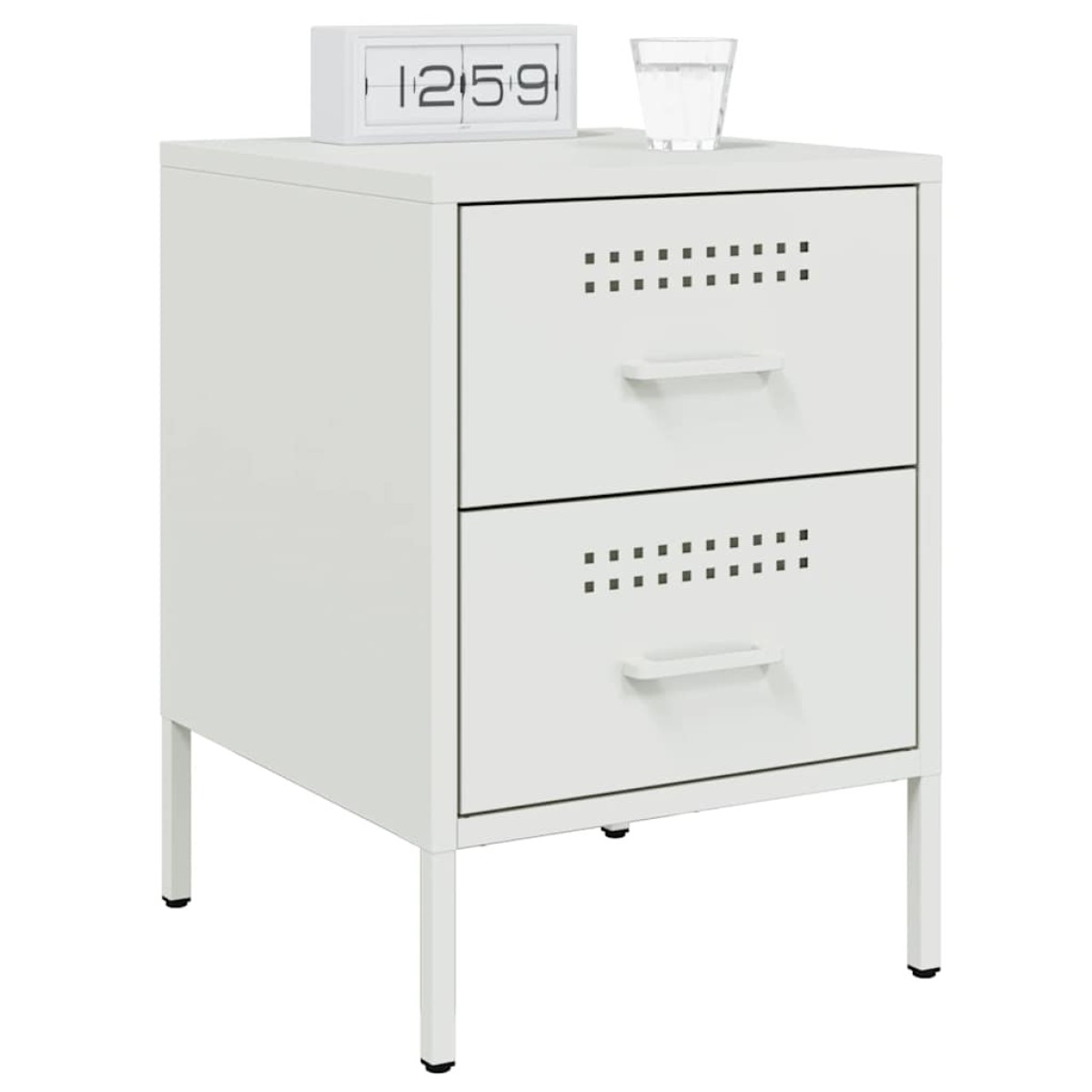 vidaXL Κομοδίνα 2 τεμ. Λευκές 36x39x50,5 εκ. Χάλυβα