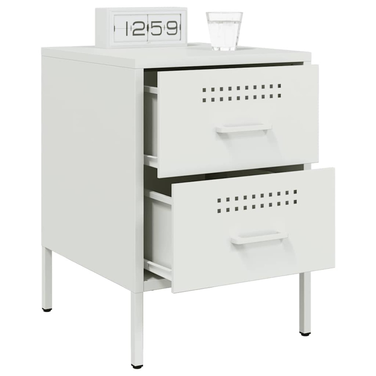 vidaXL Κομοδίνα 2 τεμ. Λευκές 36x39x50,5 εκ. Χάλυβα