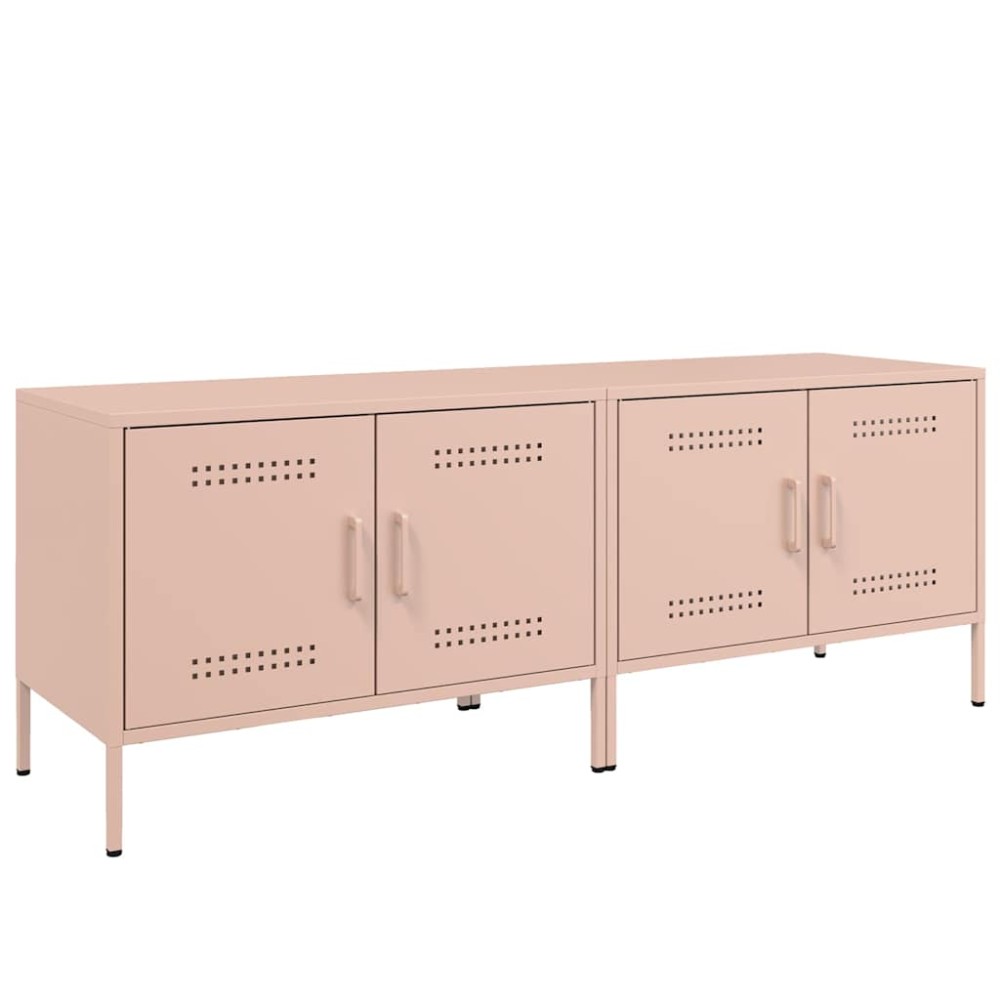 vidaXL Έπιπλα Τηλεόρασης 2 τεμ. Ροζ 68x39x50,5 εκ. από Χάλυβα