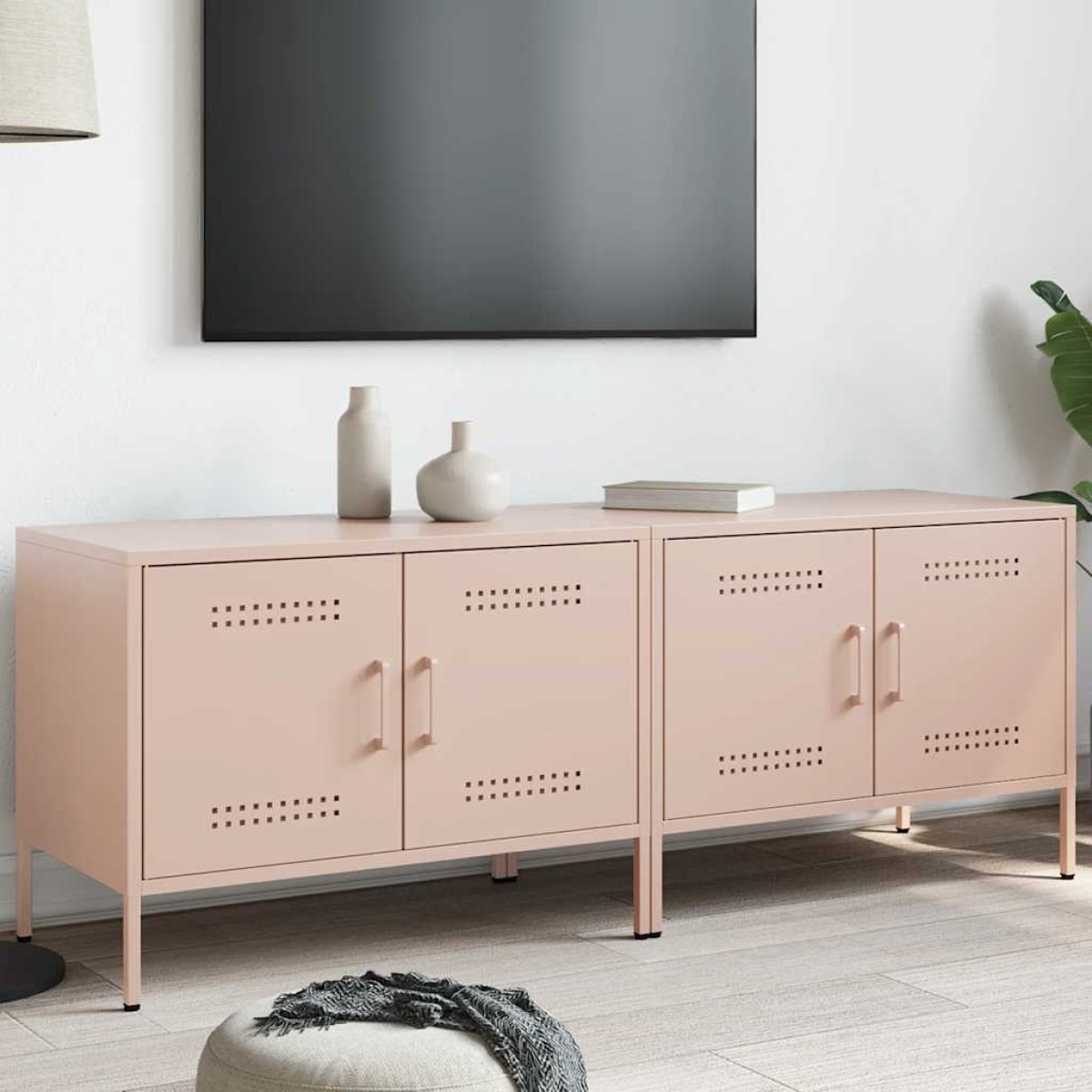 vidaXL Έπιπλα Τηλεόρασης 2 τεμ. Ροζ 68x39x50,5 εκ. από Χάλυβα