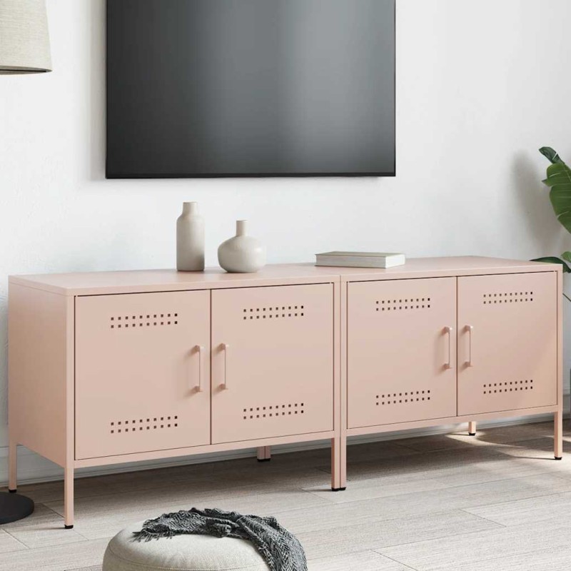 vidaXL Έπιπλα Τηλεόρασης 2 τεμ. Ροζ 68x39x50,5 εκ. από Χάλυβα