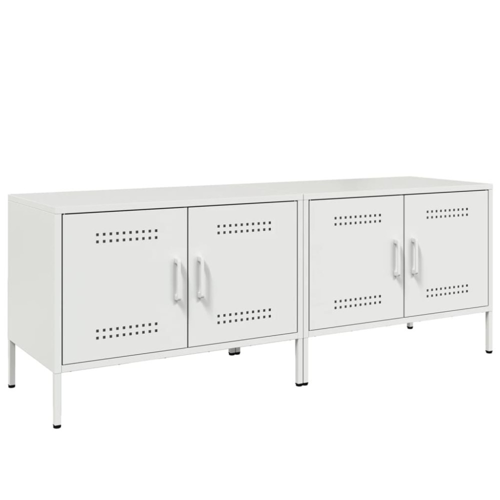 vidaXL Έπιπλα Τηλεόρασης 2 τεμ. Λευκό 68x39x50,5 εκ. από Χάλυβα