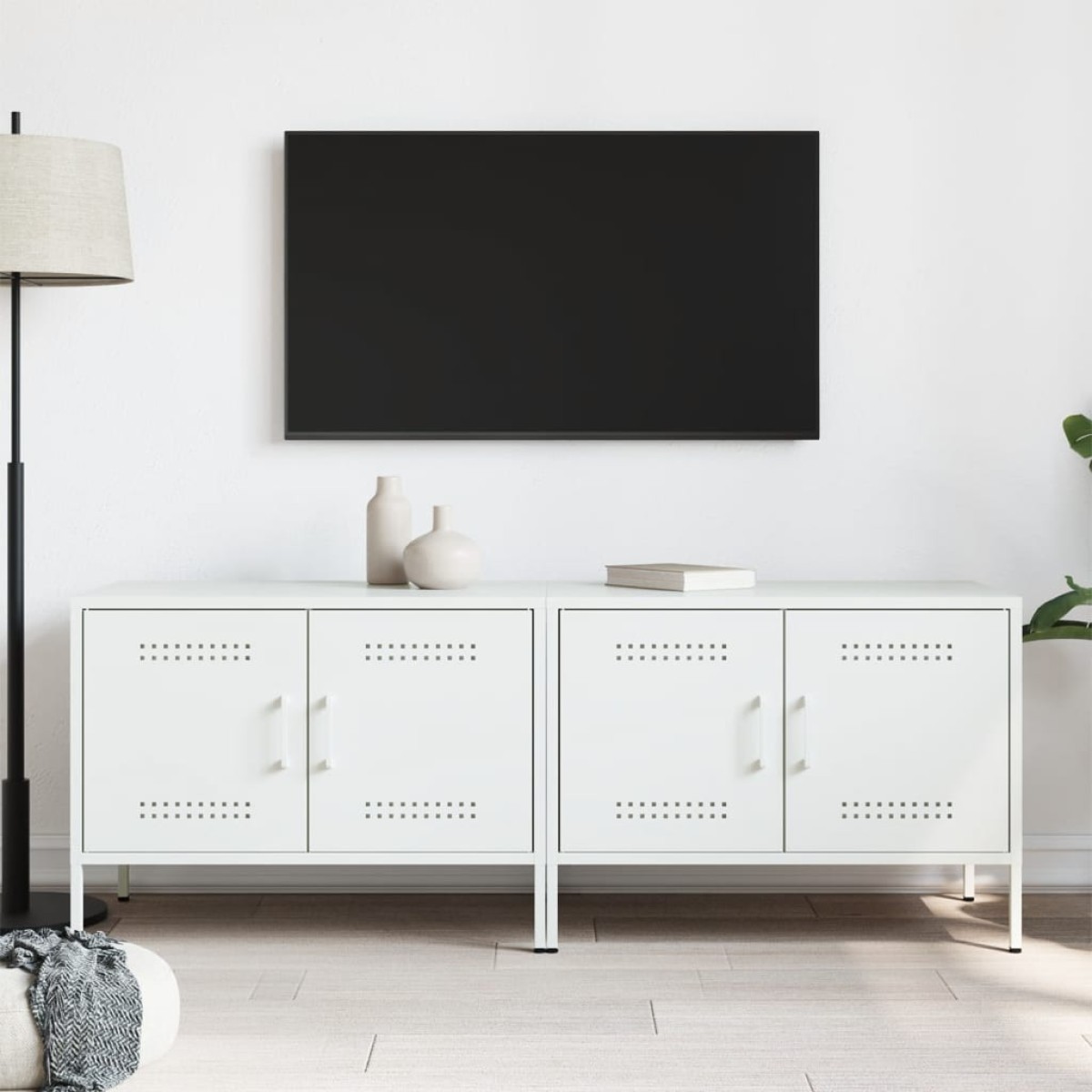vidaXL Έπιπλα Τηλεόρασης 2 τεμ. Λευκό 68x39x50,5 εκ. από Χάλυβα