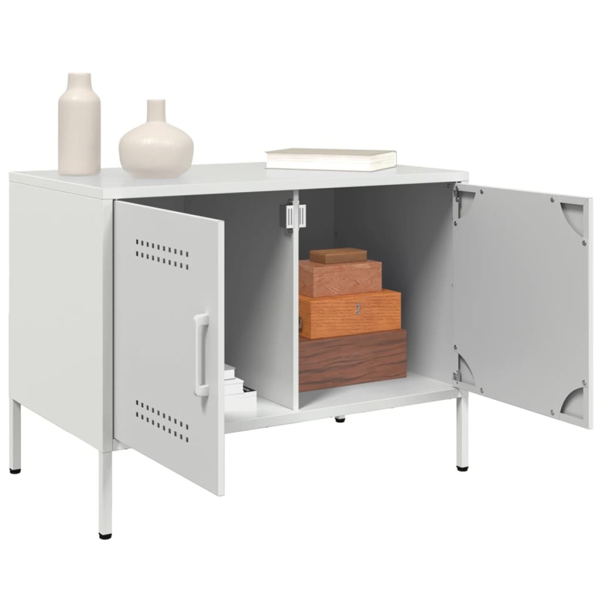 vidaXL Έπιπλα Τηλεόρασης 2 τεμ. Λευκό 68x39x50,5 εκ. από Χάλυβα