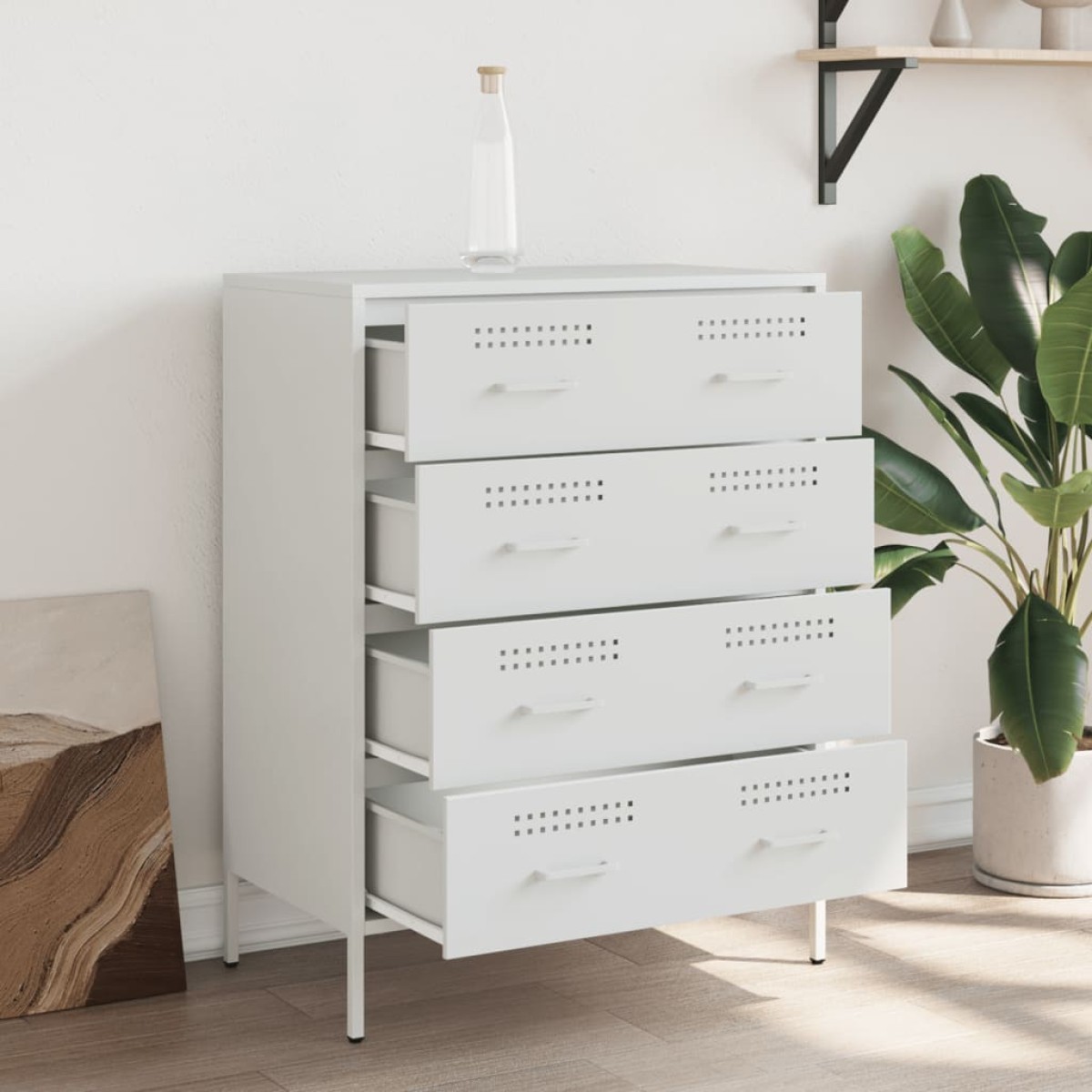 vidaXL Μπουφές Λευκός 68x39x89 εκ. από Ατσάλι