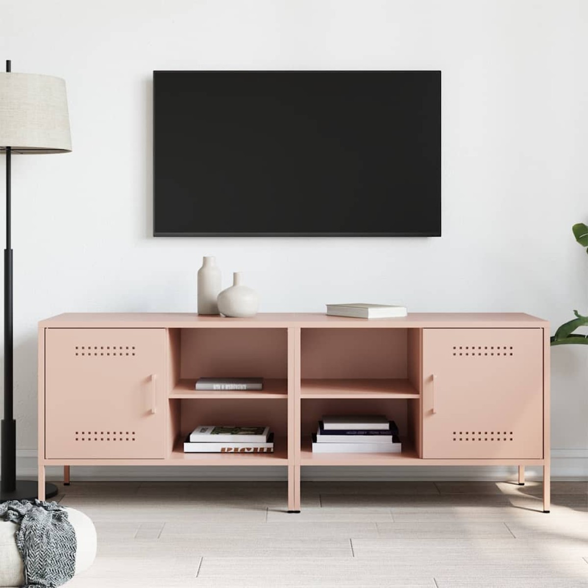 vidaXL Έπιπλα Τηλεόρασης 2 τεμ. Ροζ 68x39x50,5 εκ. από Χάλυβα