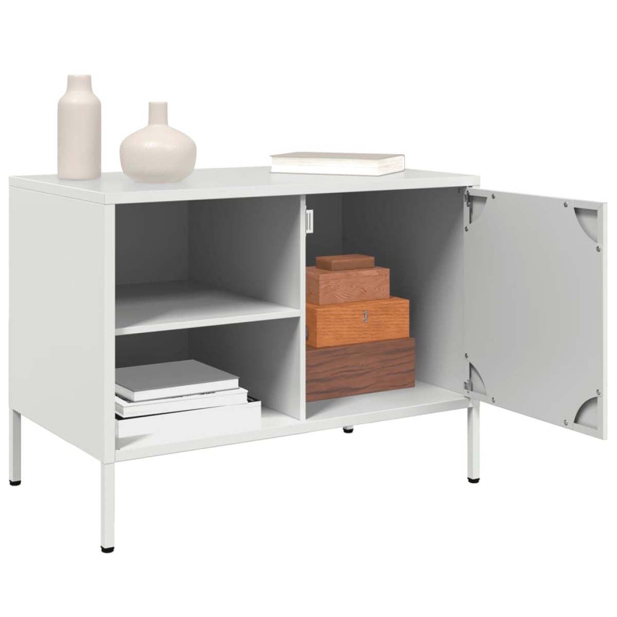 vidaXL Έπιπλο Τηλεόρασης Λευκό 68x39x50,5 εκ. από Χάλυβα