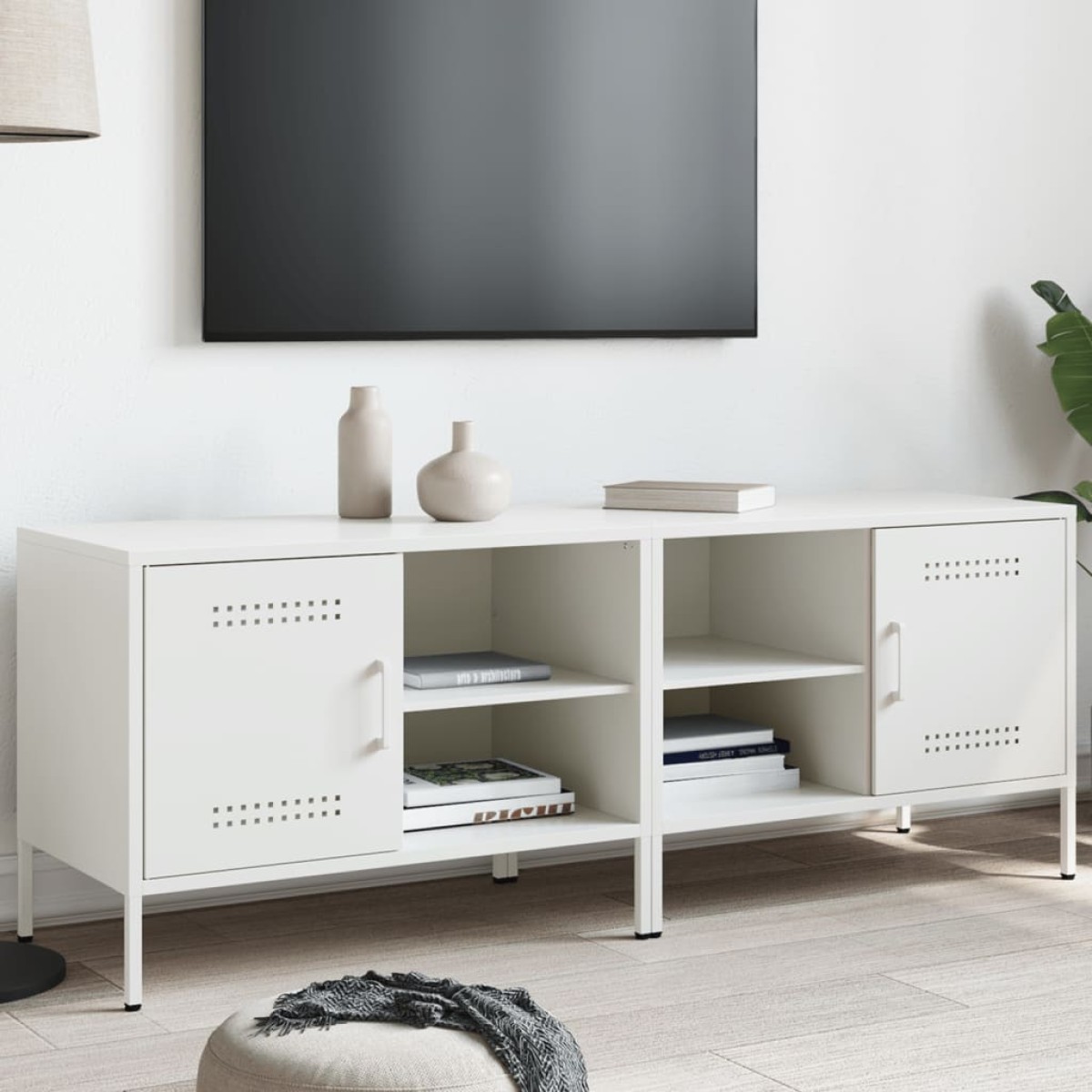 vidaXL Έπιπλα Τηλεόρασης 2 τεμ. Λευκό 68x39x50,5 εκ. από Χάλυβα