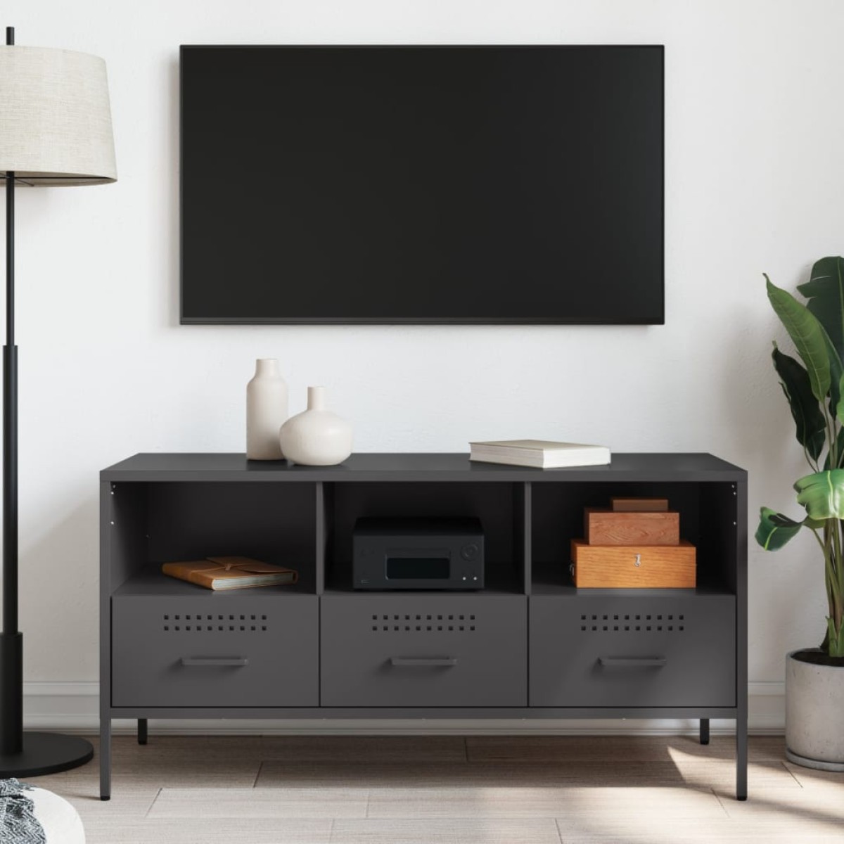 vidaXL Έπιπλο Τηλεόρασης Μαύρο 100,5x39x50,5 εκ. Ατσάλινο