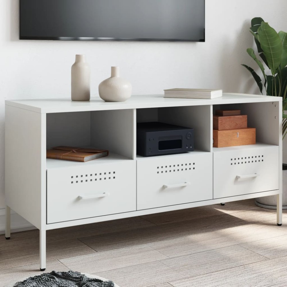 vidaXL Έπιπλο Τηλεόρασης Λευκό 100,5x39x50,5 εκ. από Ατσάλι