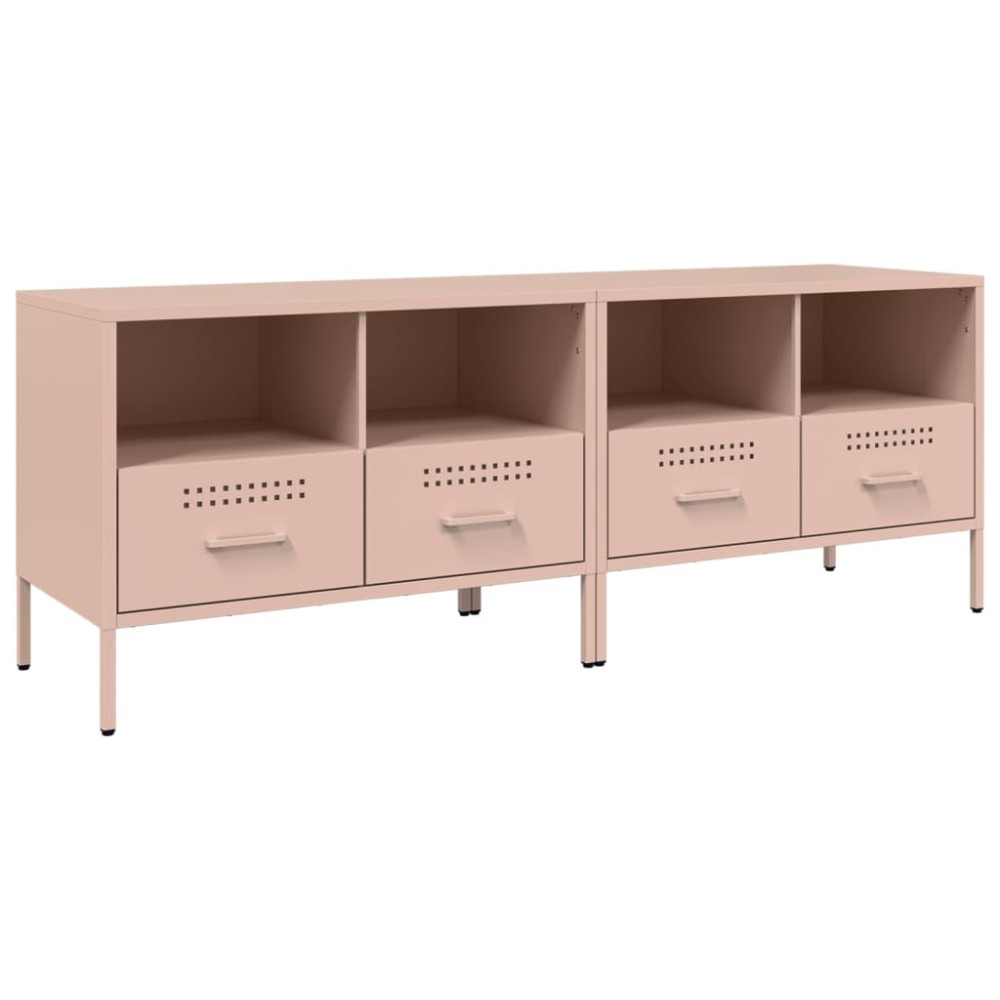 vidaXL Έπιπλα Τηλεόρασης 2 τεμ. Ροζ 68x39x50,5 εκ. από Χάλυβα