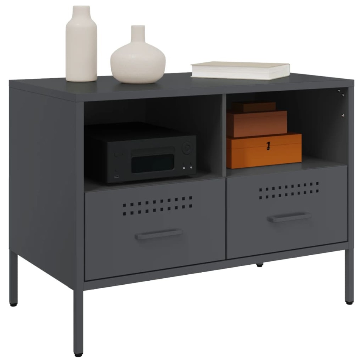 vidaXL Έπιπλα Τηλεόρασης 2 τεμ. Ανθρακί 68x39x50,5 εκ. από Χάλυβα
