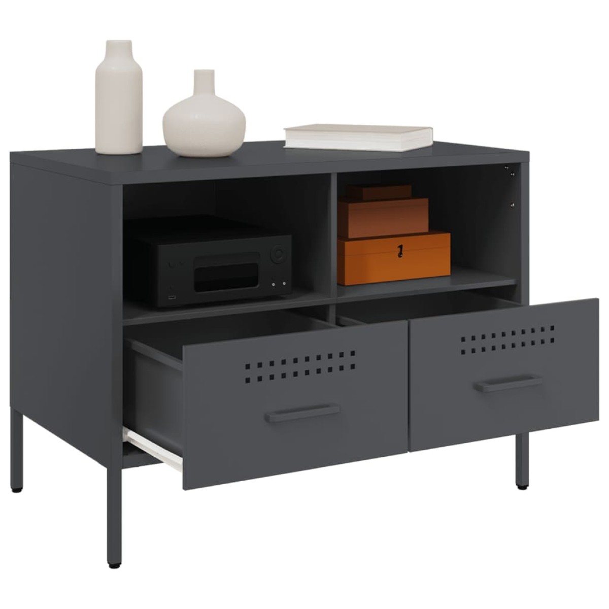 vidaXL Έπιπλα Τηλεόρασης 2 τεμ. Ανθρακί 68x39x50,5 εκ. από Χάλυβα