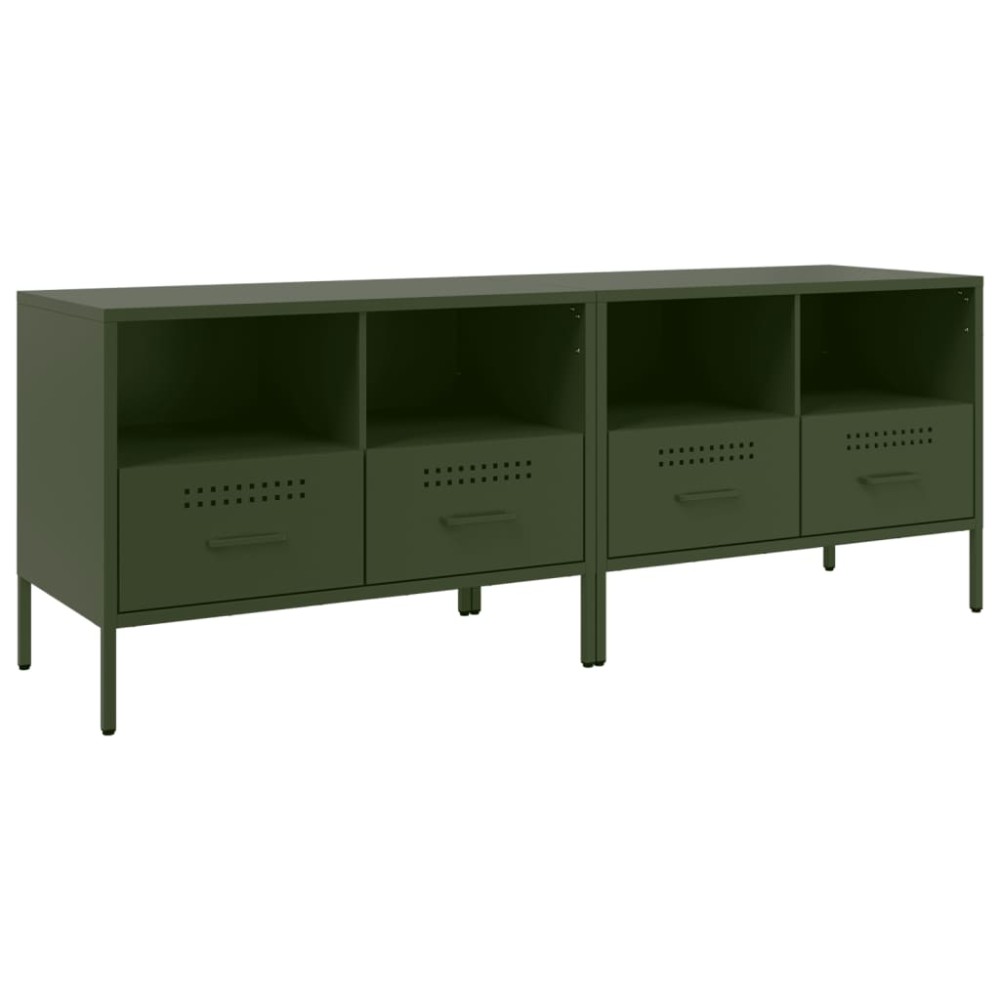 vidaXL Έπιπλα Τηλεόρασης 2 τεμ. Πράσινο Λαδί 68x39x50,5 εκ. από Χάλυβα