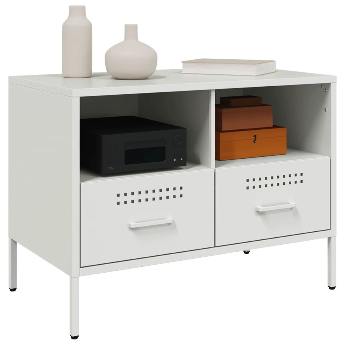 vidaXL Έπιπλα Τηλεόρασης 2 τεμ. Λευκό 68x39x50,5 εκ. από Χάλυβα
