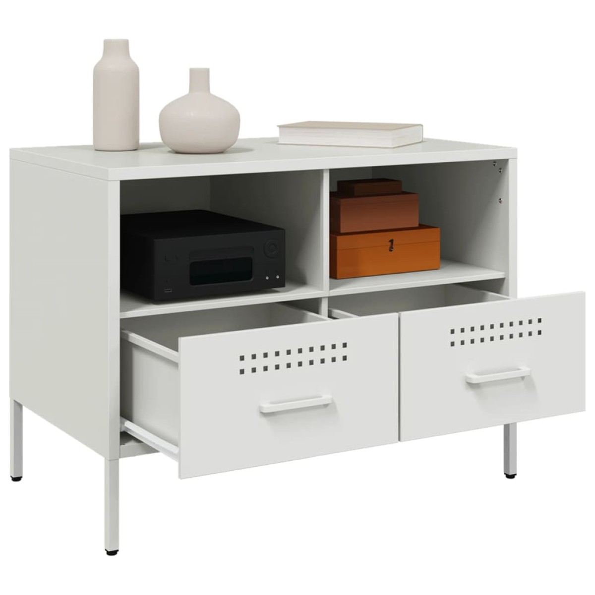 vidaXL Έπιπλα Τηλεόρασης 2 τεμ. Λευκό 68x39x50,5 εκ. από Χάλυβα
