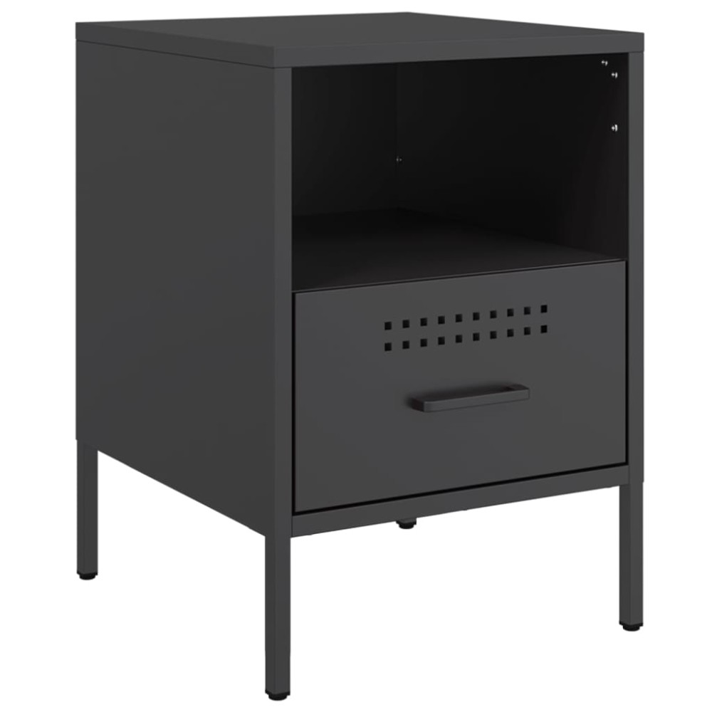 vidaXL Κομοδίνο Μαύρο 36x39x50,5 εκ. από Χάλυβα