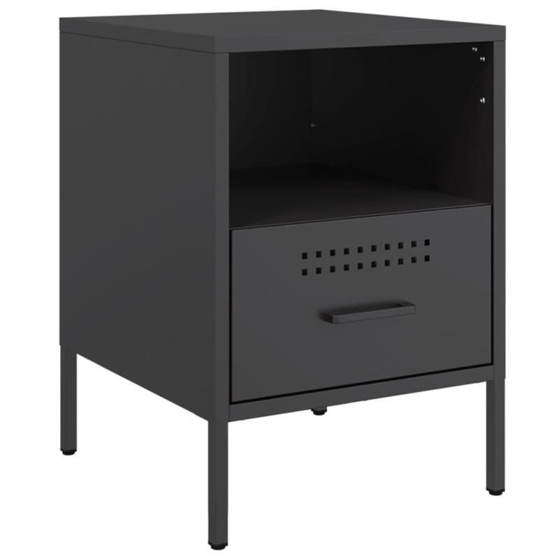 vidaXL Κομοδίνο Μαύρο 36x39x50,5 εκ. από Χάλυβα