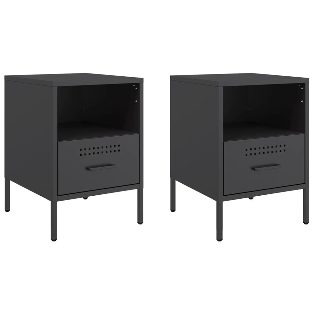 vidaXL Κομοδίνα 2 τεμ. Μαύρα 36x39x50,5 εκ. Χάλυβα