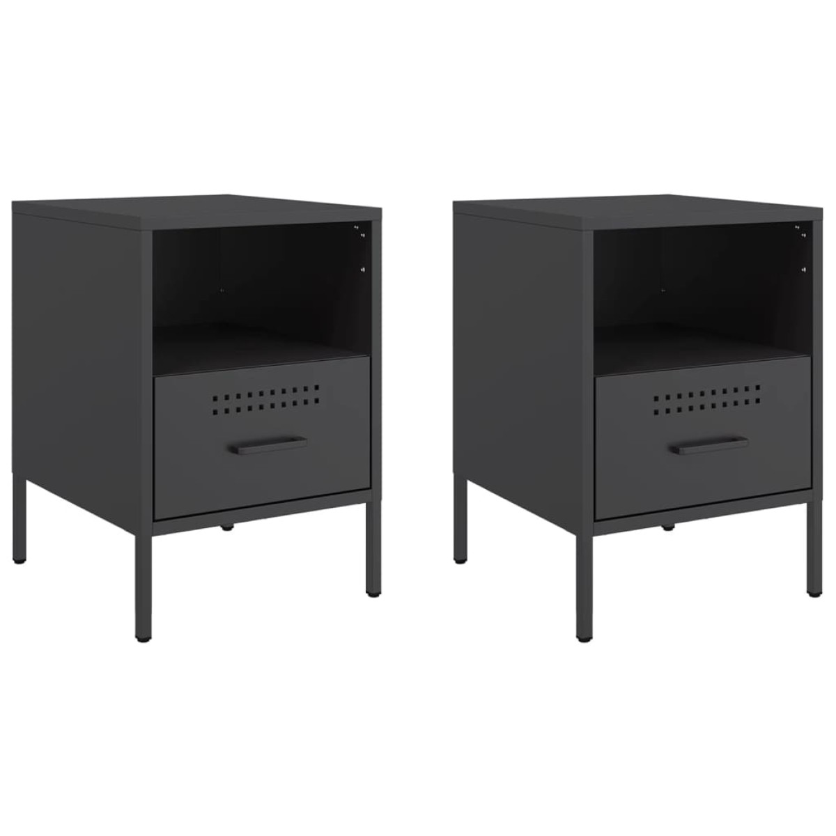 vidaXL Κομοδίνα 2 τεμ. Μαύρα 36x39x50,5 εκ. Χάλυβα