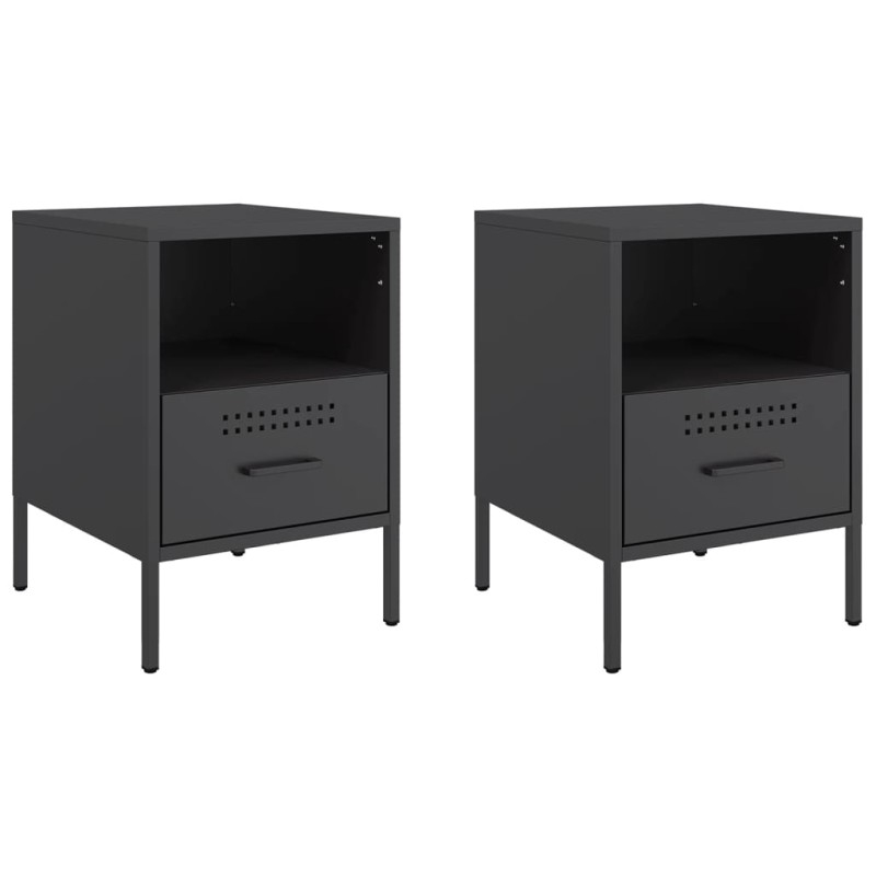 vidaXL Κομοδίνα 2 τεμ. Μαύρα 36x39x50,5 εκ. Χάλυβα