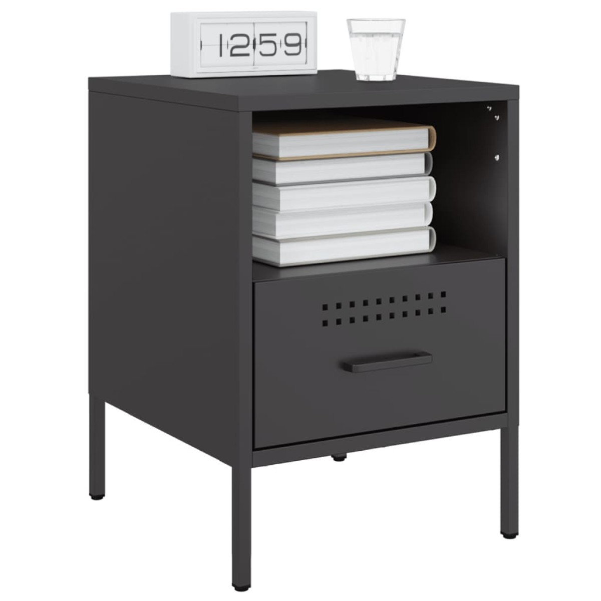 vidaXL Κομοδίνα 2 τεμ. Μαύρα 36x39x50,5 εκ. Χάλυβα