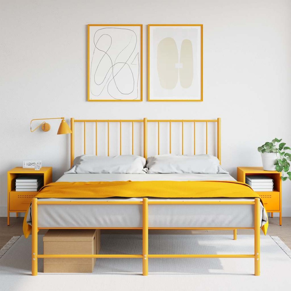 vidaXL Κομοδίνα 2 τεμ. Μουσταρδί 36x39x50,5 εκ. από Χάλυβα