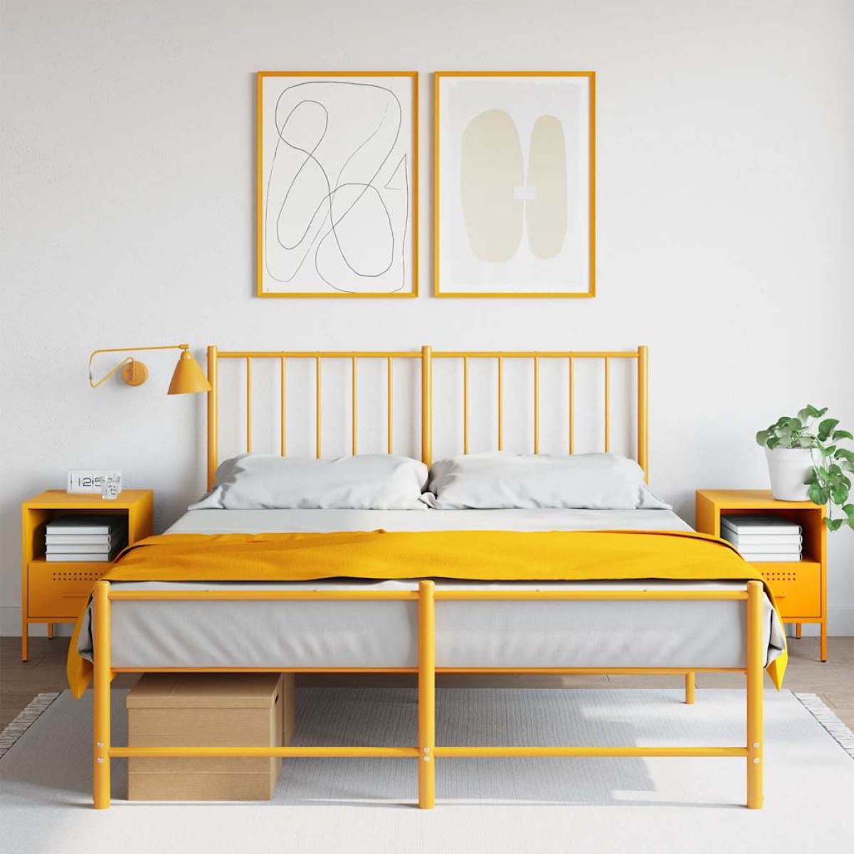 vidaXL Κομοδίνα 2 τεμ. Μουσταρδί 36x39x50,5 εκ. από Χάλυβα