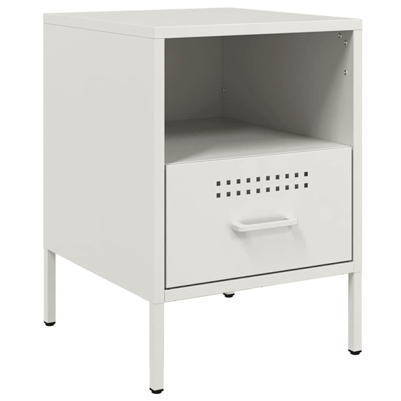 vidaXL Κομοδίνο Λευκό 36x39x50,5 εκ. από Χάλυβα