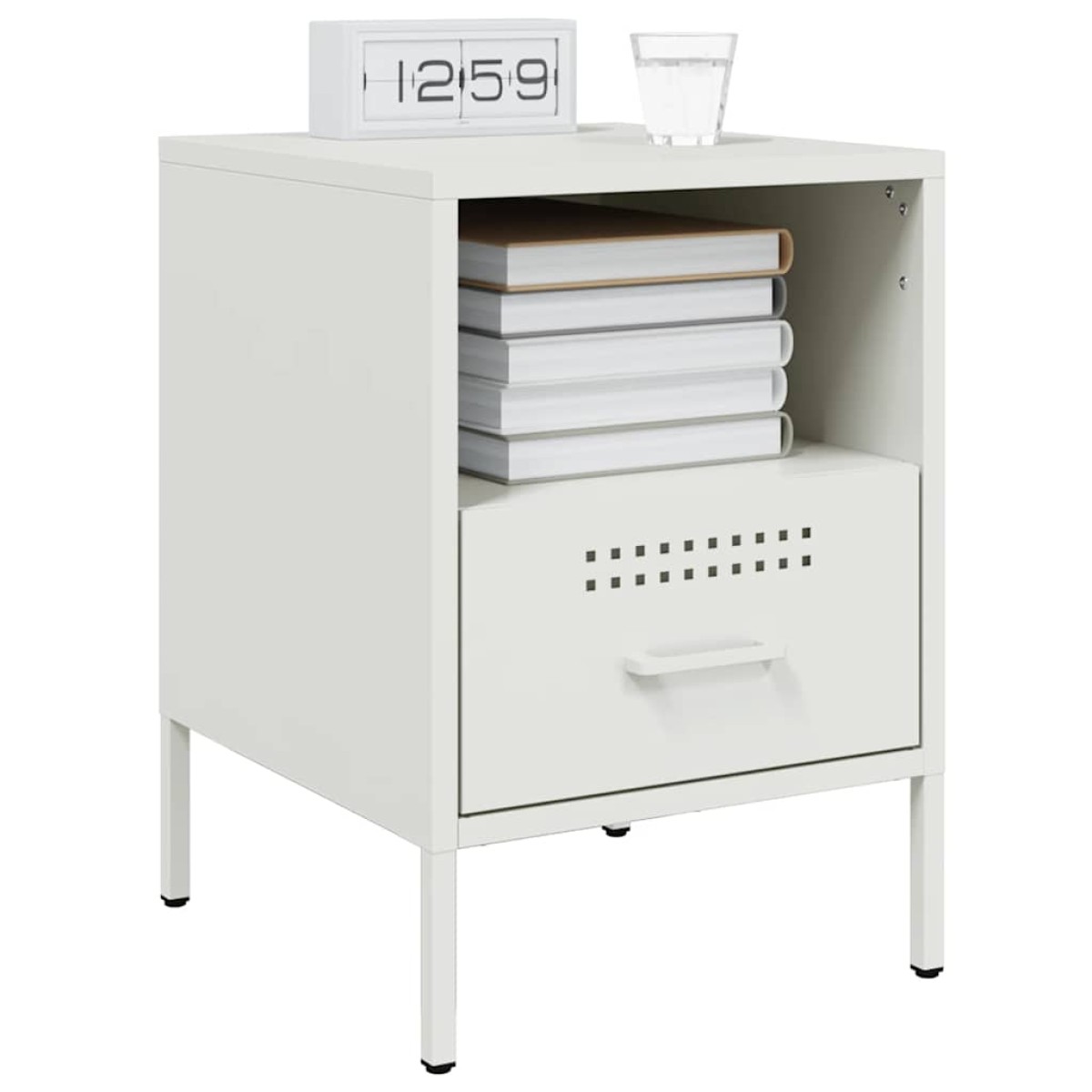 vidaXL Κομοδίνο Λευκό 36x39x50,5 εκ. από Χάλυβα