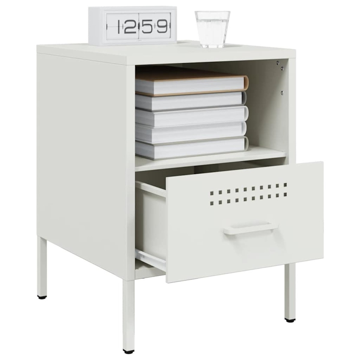 vidaXL Κομοδίνο Λευκό 36x39x50,5 εκ. από Χάλυβα