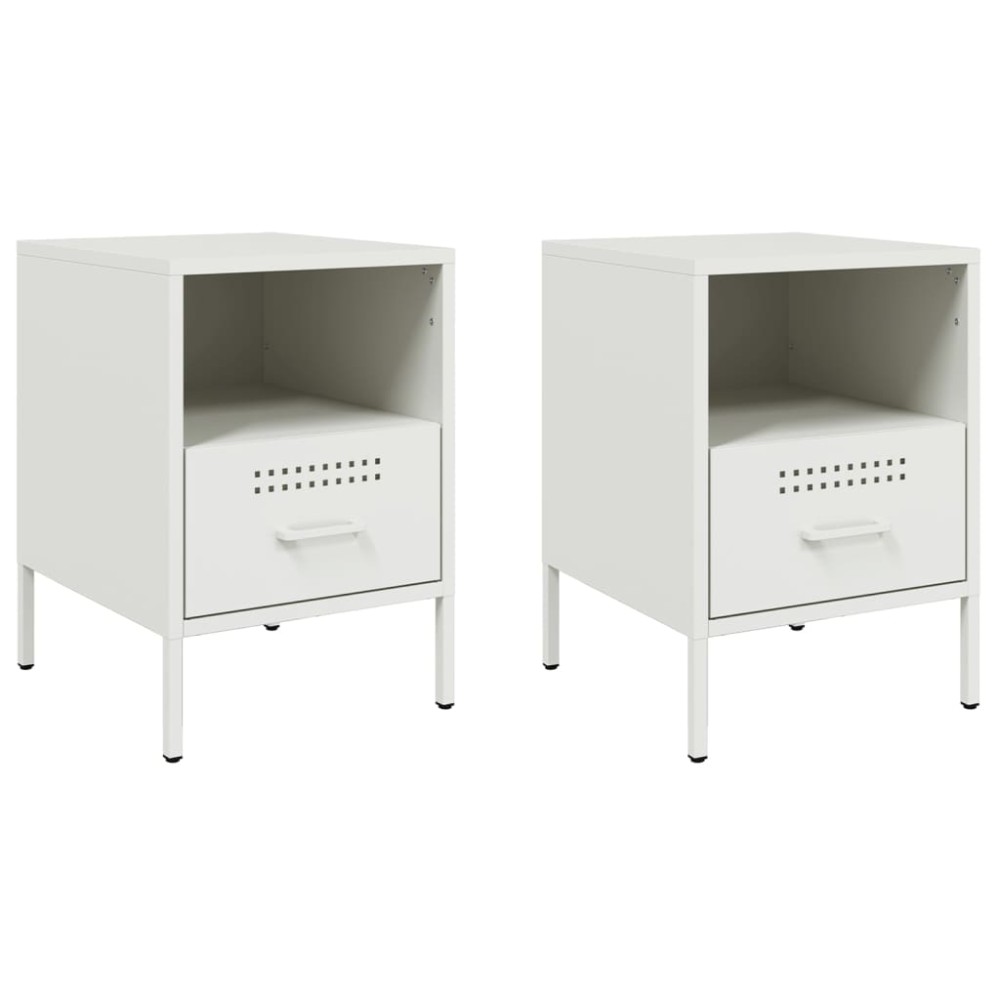 vidaXL Κομοδίνα 2 τεμ. Λευκές 36x39x50,5 εκ. Χάλυβα