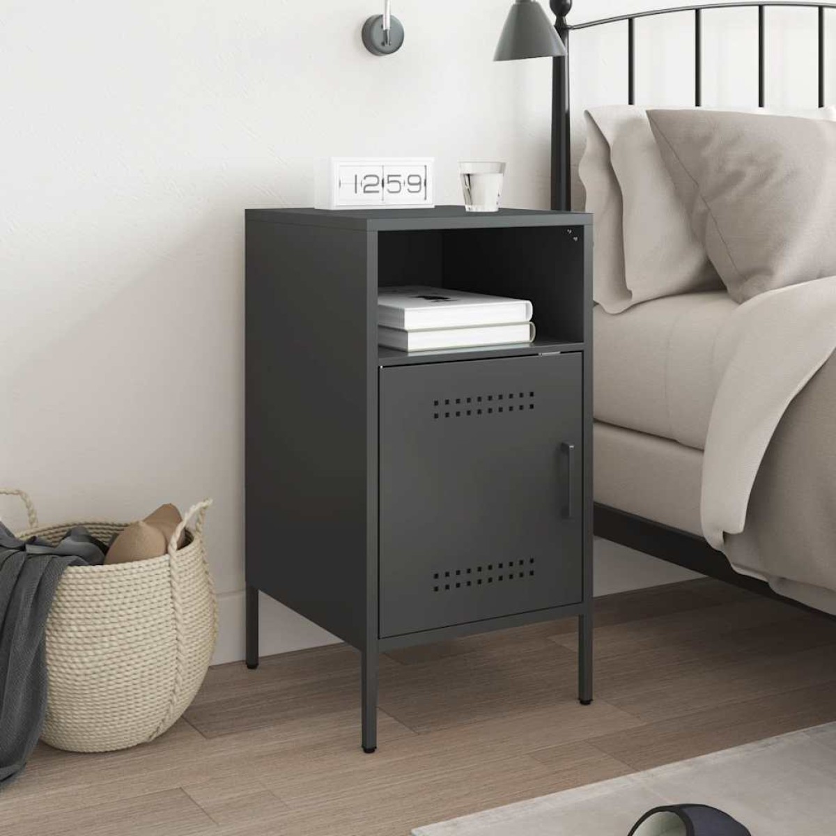 vidaXL Κομοδίνο Μαύρο 36x39x68 εκ. από Χάλυβα