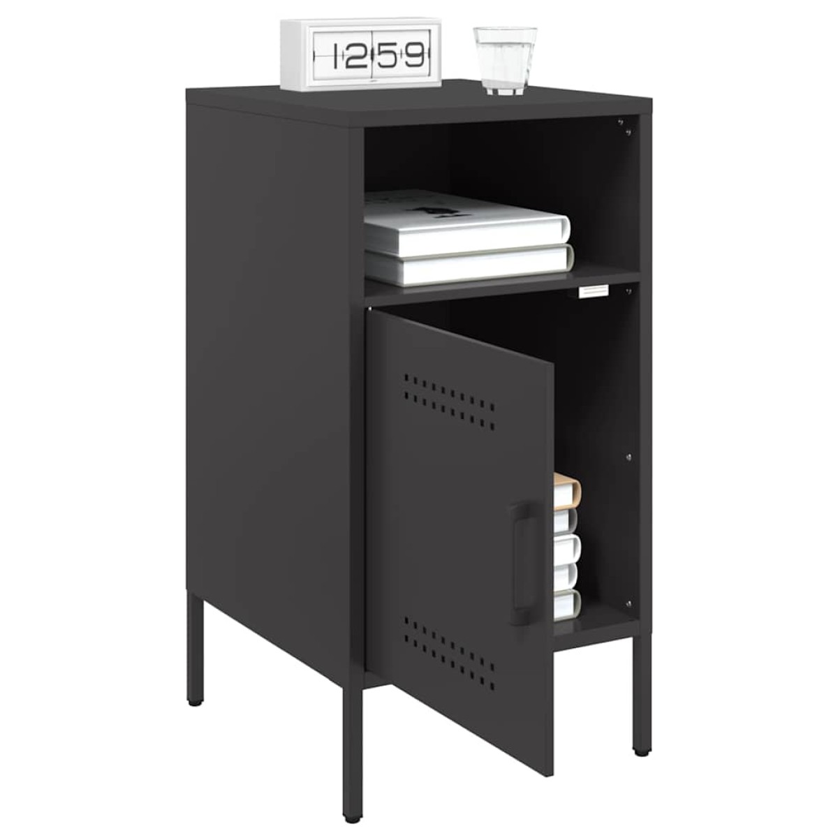 vidaXL Κομοδίνο Μαύρο 36x39x68 εκ. από Χάλυβα