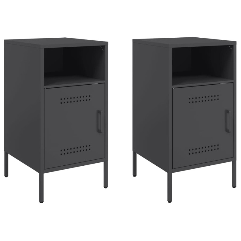vidaXL Κομοδίνα 2 τεμ. Μαύρα 36x39x68 εκ. από Χάλυβα