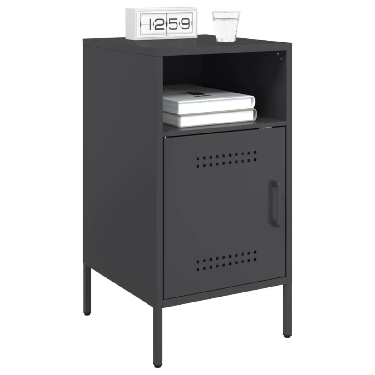 vidaXL Κομοδίνα 2 τεμ. Μαύρα 36x39x68 εκ. από Χάλυβα