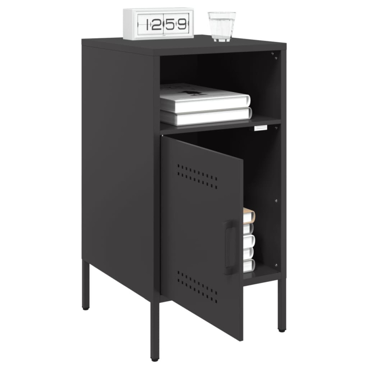 vidaXL Κομοδίνα 2 τεμ. Μαύρα 36x39x68 εκ. από Χάλυβα