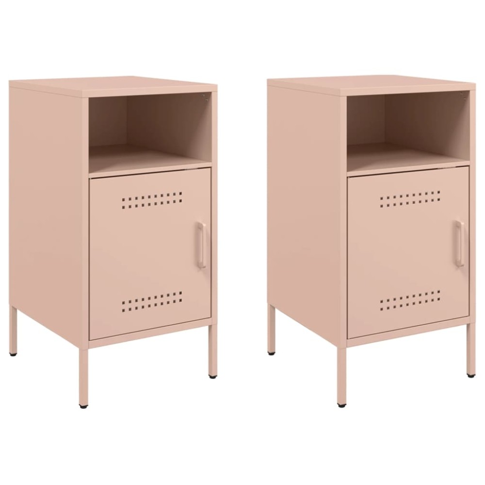 vidaXL Κομοδίνα 2 τεμ. Ροζ 36x39x68 εκ. από Χάλυβα